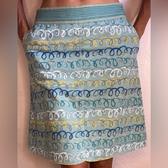 White Stuff 90s Vintage Linen A-lined Midi Skirt Blue (10) - Picture 2 of 16